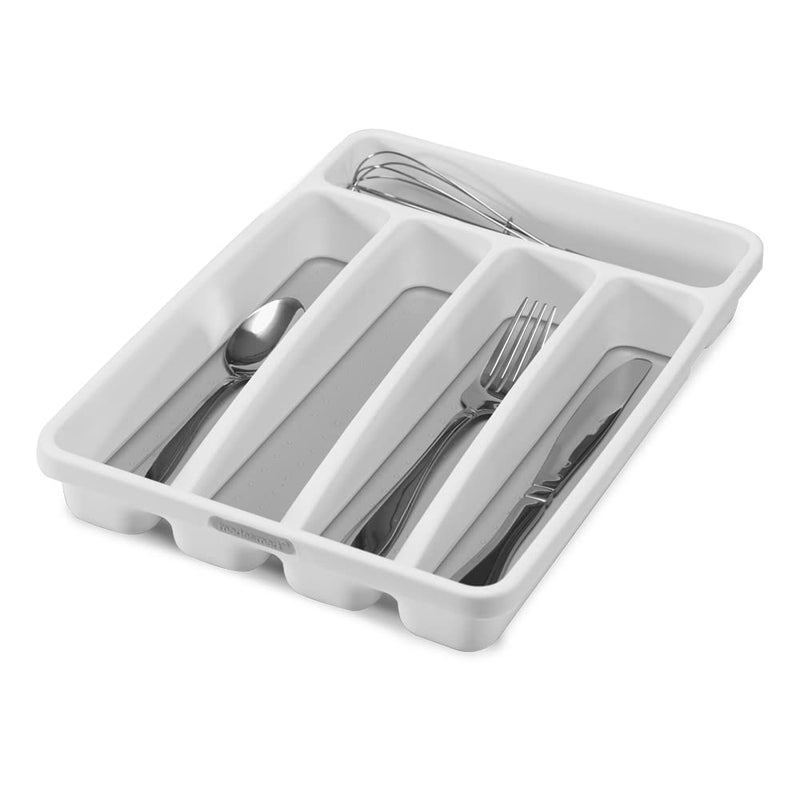 Madesmart Mini 5-Compartment Premium Antimicrobial Plastic Silverware Tray for Drawers  Cutlery and Utensil Tray Kitchen Drawer Organizer  White - Image 2